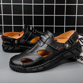 Férfi bőr outdoor szandál 71713, nagy méret, zárt orrú, kettős használat, tépőzár