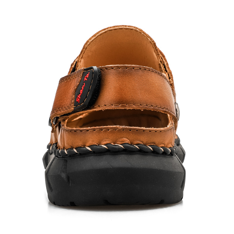 Férfi bőr outdoor szandál 71713, nagy méret, zárt orrú, kettős használat, tépőzár