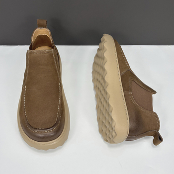 Muške kožne Chelsea čizme, bez vezivanja, minimalistički stil, srednje visine, okrugli vrh, EVA potplat