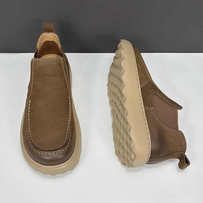 Muške kožne Chelsea čizme, bez vezivanja, minimalistički stil, srednje visine, okrugli vrh, EVA potplat