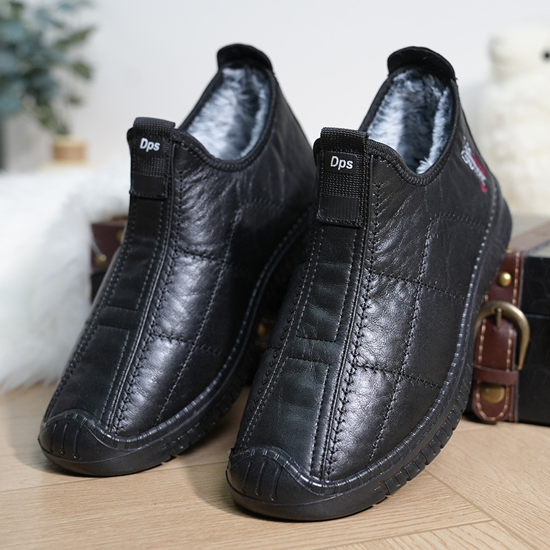 Muške zimske kožne čizme s debelom baršunastom postavom, protivklizne i vodootporne, lagane, slip-on, casual stil