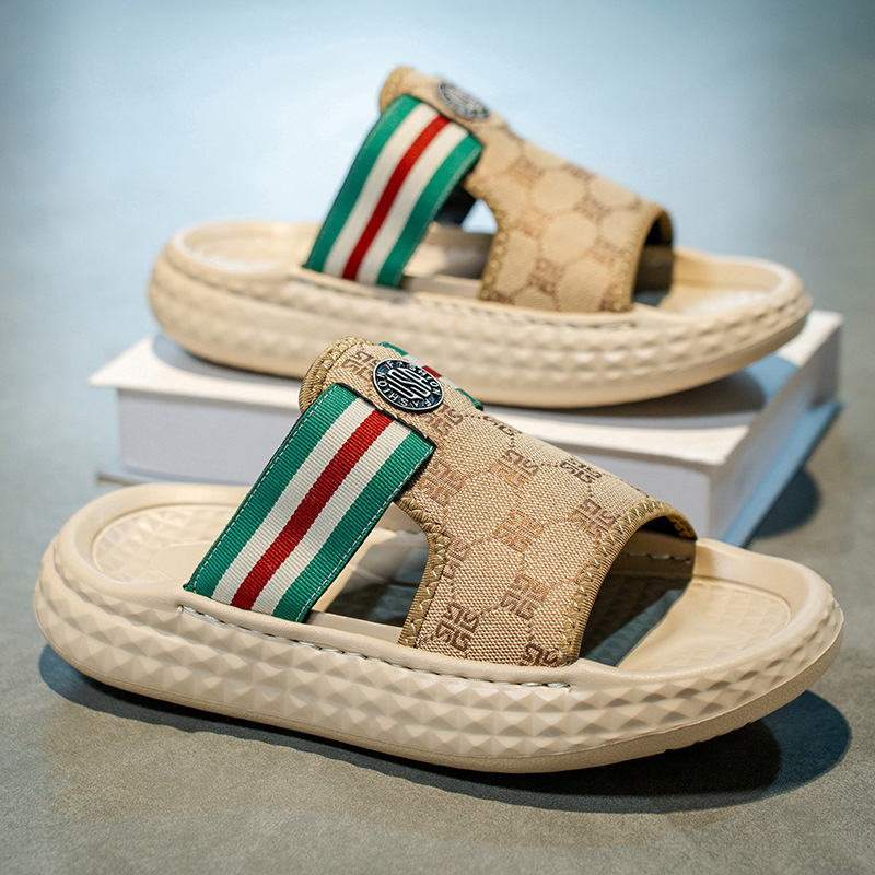 Yuji muške ljetne slide sandale, nesklizavajuća debela potplat, mrežasti gornji dio, slip-on, za plažu i sport