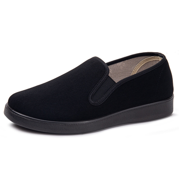Muške platnene cipele u stilu Starog Pekinga, udoban Slip-On, potpuno crne, casual obuća za proljeće i jesen