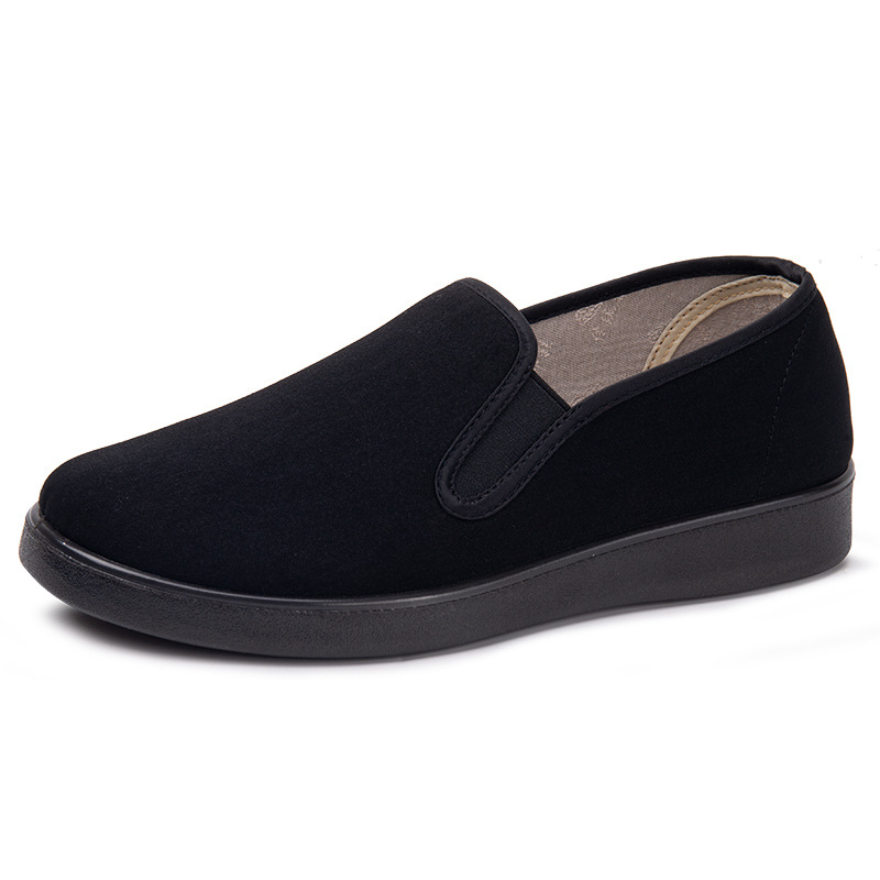 Muške platnene cipele u stilu Starog Pekinga, udoban Slip-On, potpuno crne, casual obuća za proljeće i jesen
