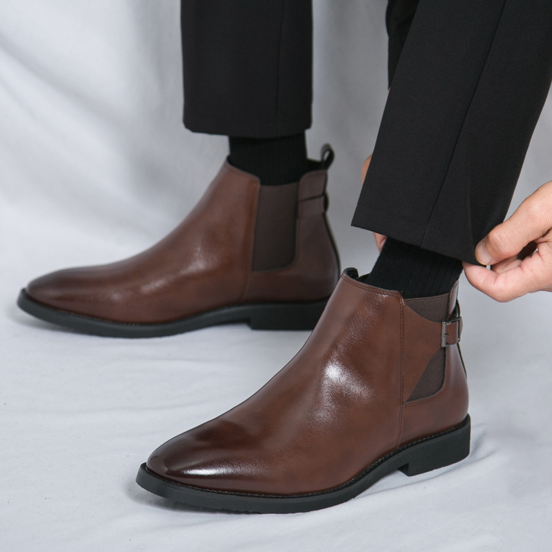 Muške kožne čizme s kopčom, šiljat nos, britanski stil, formalno i casual, za jesen, plus veličina