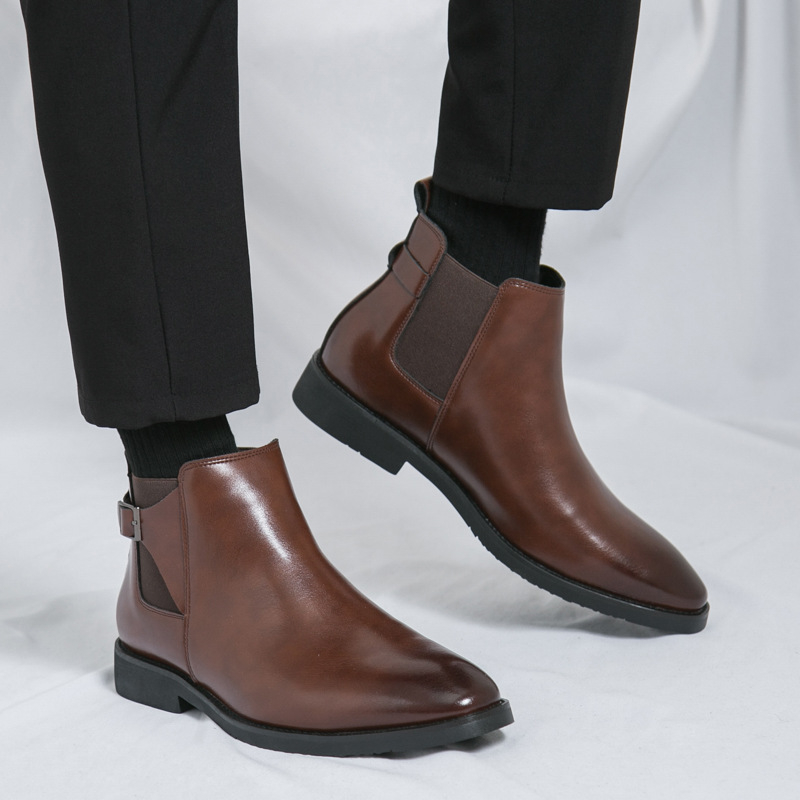 Muške kožne čizme s kopčom, šiljat nos, britanski stil, formalno i casual, za jesen, plus veličina