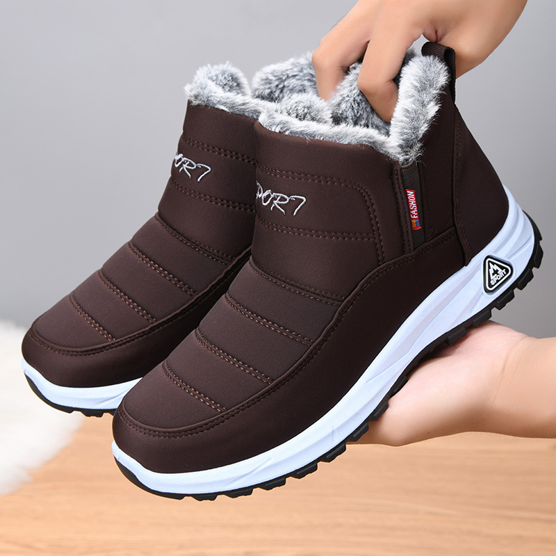 Muške srednje visoke čizme za snijeg s flis podstavom, slip-on dizajn, tople