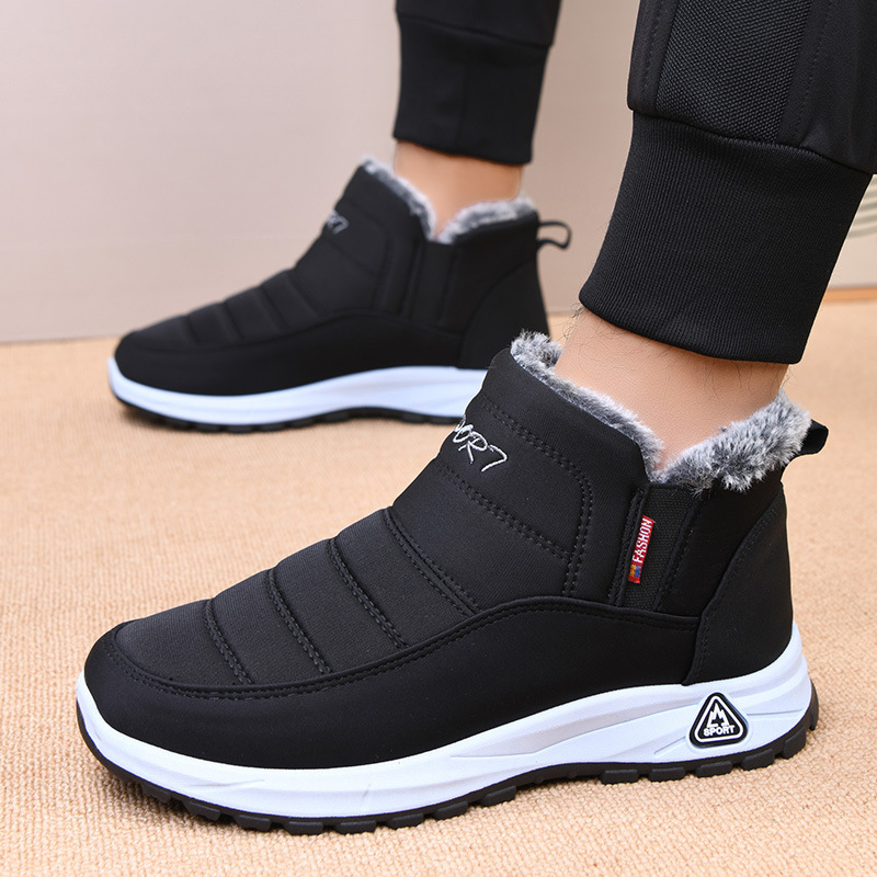 Muške srednje visoke čizme za snijeg s flis podstavom, slip-on dizajn, tople