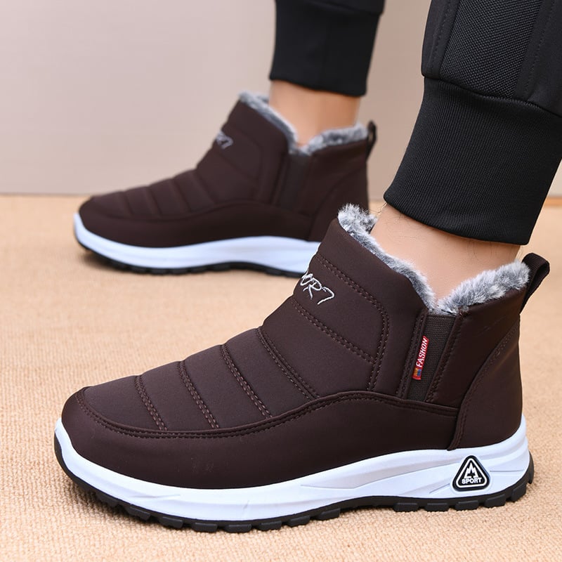 Muške srednje visoke čizme za snijeg s flis podstavom, slip-on dizajn, tople