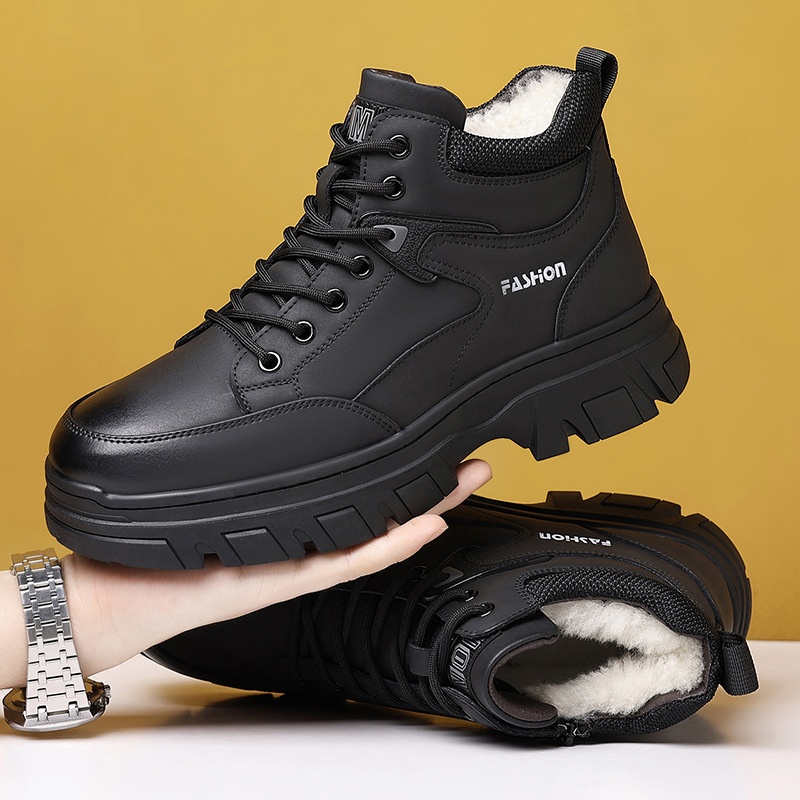 Muške zimske radne čizme, visokog kroja, anti-slip potplat, izdržljive, topla unutarnja podstava, kožni gornji dio, čizme za snijeg