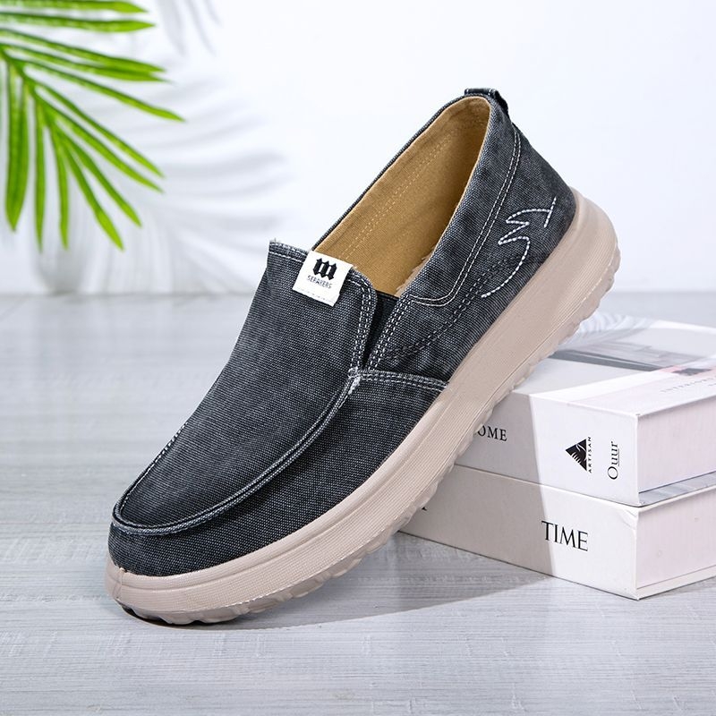 Muške platnene slip-on cipele s debelim potplatom, zaobljenim vrhom, ležerni stil za proljeće, ljeto i jesen