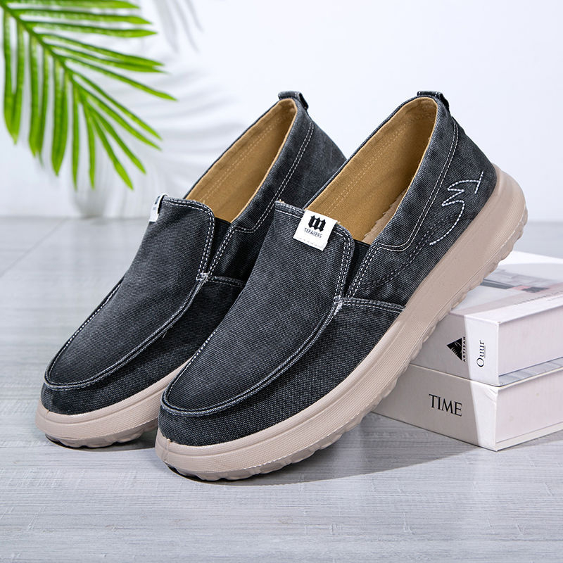 Muške platnene slip-on cipele s debelim potplatom, zaobljenim vrhom, ležerni stil za proljeće, ljeto i jesen