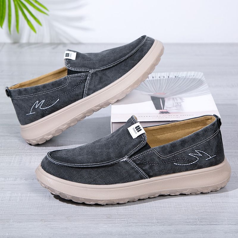 Muške platnene slip-on cipele s debelim potplatom, zaobljenim vrhom, ležerni stil za proljeće, ljeto i jesen