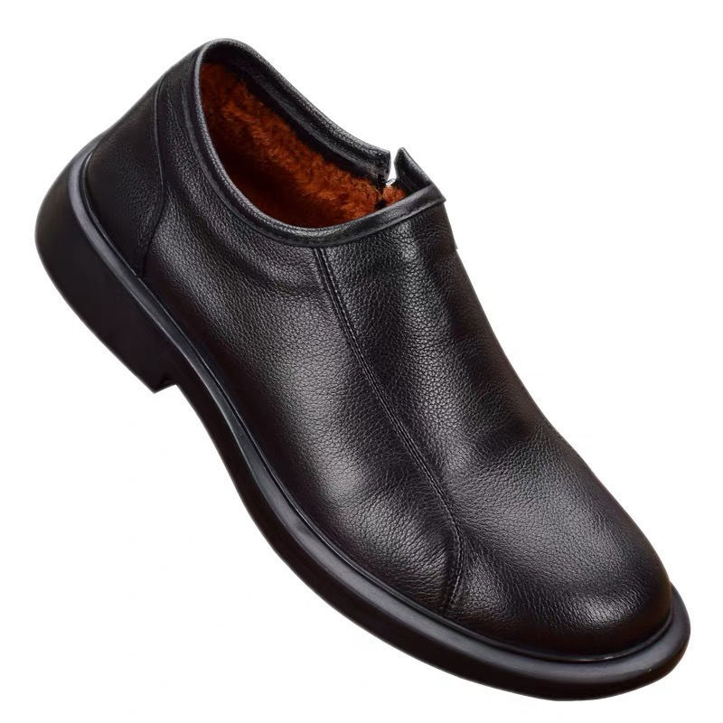 Muške zimske cipele s flis podstavom, kožne casual cipele sa zipom, niske čizme u stilu dad shoes