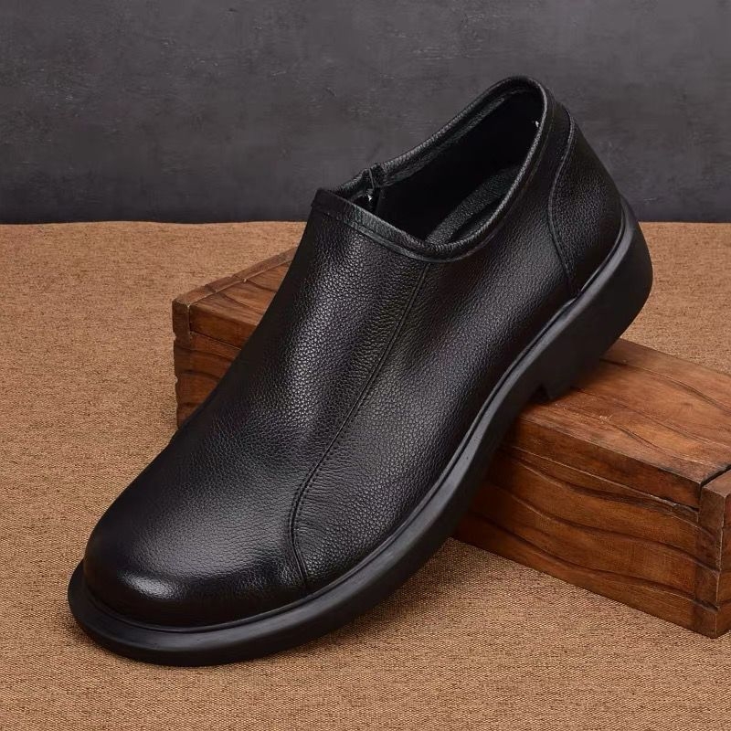 Muške zimske cipele s flis podstavom, kožne casual cipele sa zipom, niske čizme u stilu dad shoes
