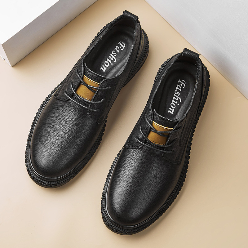 Muške kožne cipele za poslovno-casual stil, prozračne, vezanje, okrugli vrh, sve sezone
