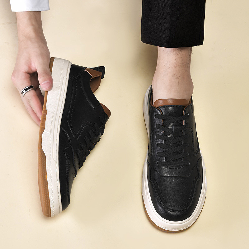 Bijele kožne casual tenisice, unisex, dvostruki sloj teleće kože, gumena potplata, prozračne, prednje vezanje, okrugli vrh, model 2026