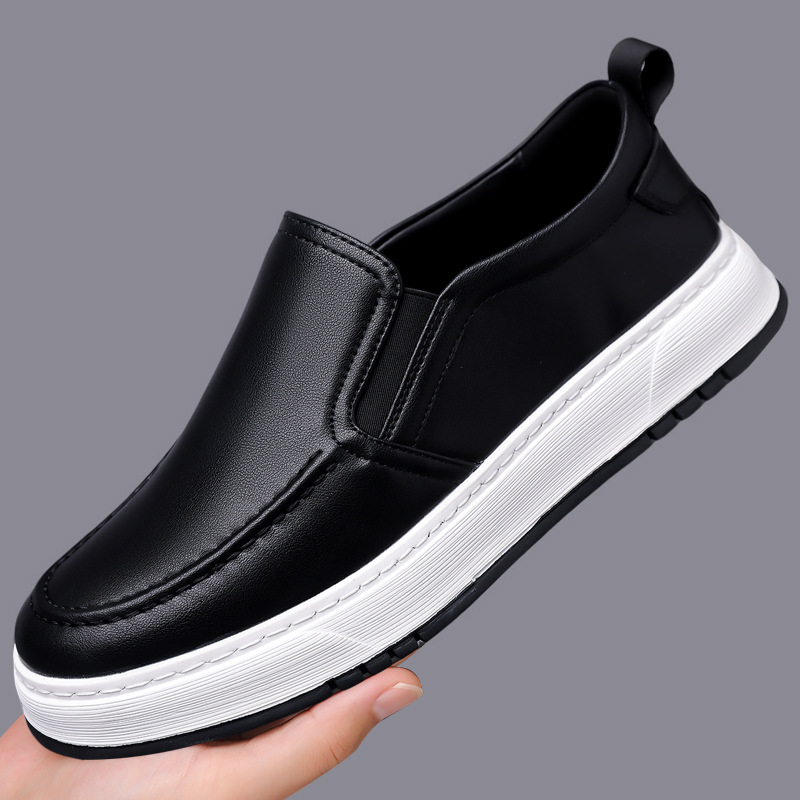 Muški slip-on loafers od mikrovlakna, bijeli, zaobljeni vrh, niski potplat