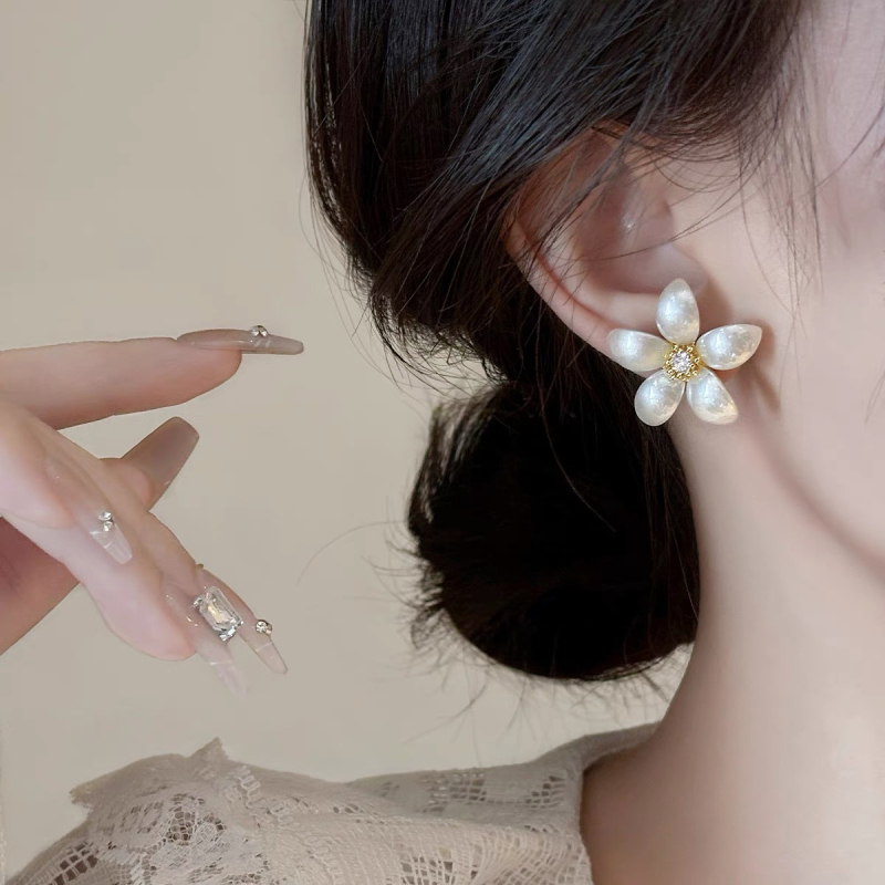 Naušnice za žene s cvjetnim i lišćem dizajnom, elegantan vrhunski nakit, japansko-korejski stil, nježan dizajn