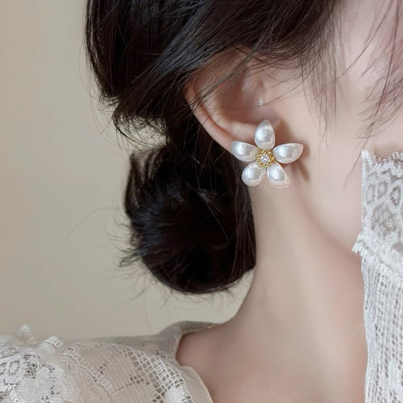 Naušnice za žene s cvjetnim i lišćem dizajnom, elegantan vrhunski nakit, japansko-korejski stil, nježan dizajn