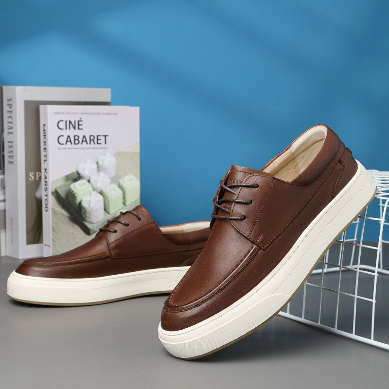 Мъжки обувки от естествена кожа, висококачествени ежедневни маратонки, дишащи, с мека подметка, бизнес стил за пролет и есен
