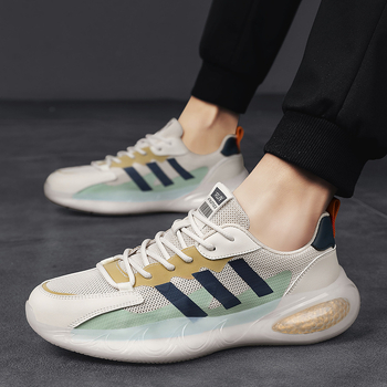 Muške proljetne mrežaste Flyknit tenisice za outdoor trčanje, mekana popcorn potplata, casual sportski stil