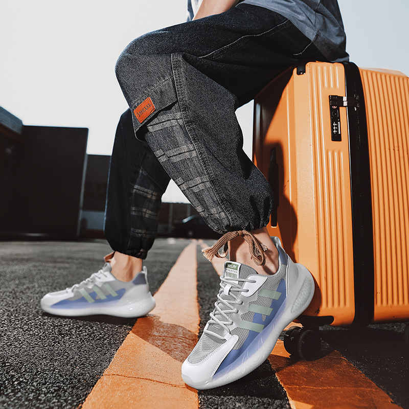 Muške proljetne mrežaste Flyknit tenisice za outdoor trčanje, mekana popcorn potplata, casual sportski stil