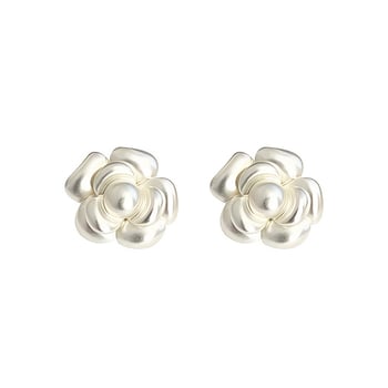 S925 srebrni naušnice s dizajnom kamelije za žene, elegantan stil