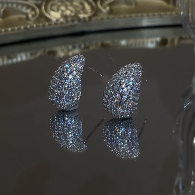 Delikatne kapkovite naušnice s mikro ugrađenim cirkonima, srebrni štift S925, elegantan ženski modni nakit