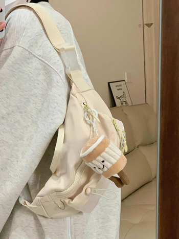 Srednje veličine platnena crossbody torba, oblik dumpling, ulični stil, unisex