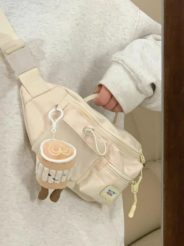 Srednje veličine platnena crossbody torba, oblik dumpling, ulični stil, unisex