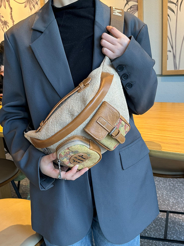Platnena torba za žene na struk i prsa, svakodnevna crossbody torba, jesen-zima moda 2025