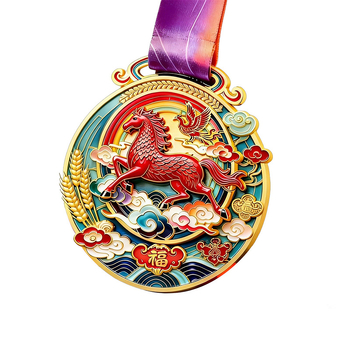 Prilagođena metalna medalja 2026. Godina konja — kineski stil, galopirajući kon s sretnim oblacima, za sportsko natjecanje, prigodna medalja za zaposlenike, personalizirani kreativni dizajn