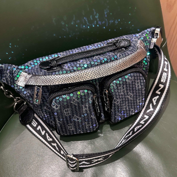 Ženska crossbody torbica sa štrasom i pailetkama, velika zapremina, više džepova, casual i svestran stil