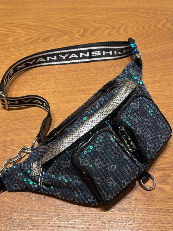 Ženska crossbody torbica sa štrasom i pailetkama, velika zapremina, više džepova, casual i svestran stil