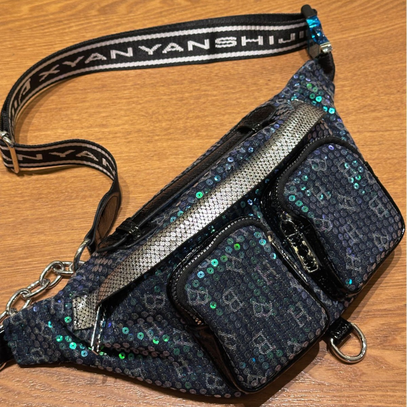 Ženska crossbody torbica sa štrasom i pailetkama, velika zapremina, više džepova, casual i svestran stil