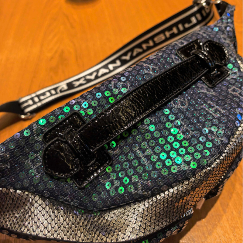 Ženska crossbody torbica sa štrasom i pailetkama, velika zapremina, više džepova, casual i svestran stil