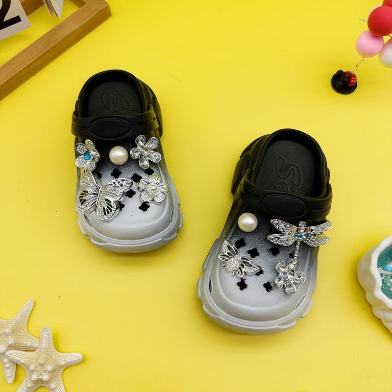 Unisex dječje papuče za plažu s EVA gornjim dijelom, motiv dragonfly i butterfly, mekana potplata, protuklizno