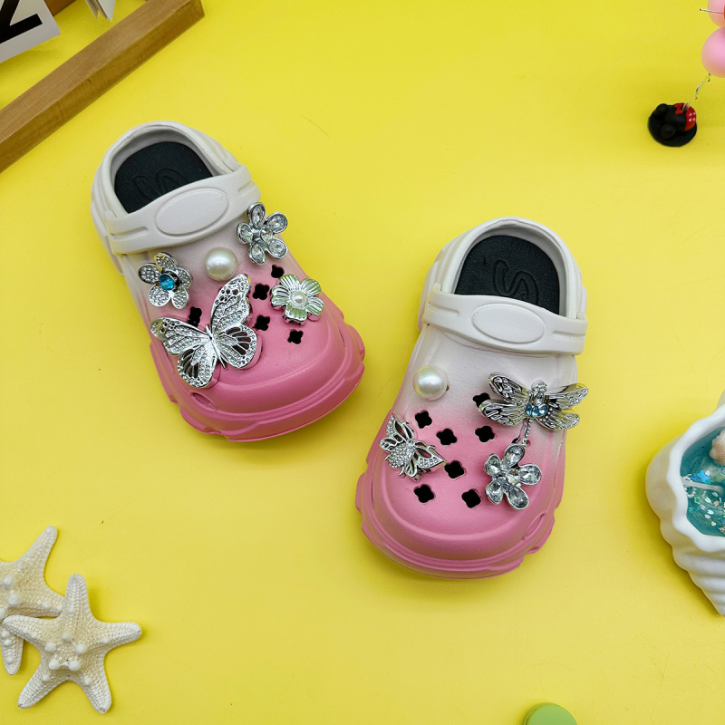 Unisex dječje papuče za plažu s EVA gornjim dijelom, motiv dragonfly i butterfly, mekana potplata, protuklizno