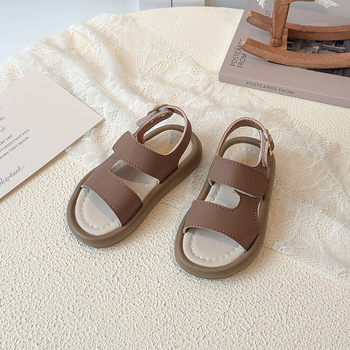 Golden Bear dječje sandale za djevojčice, otvoreni prst, plažne sandale s Velcro zatvaračem, PU gornji dio, gumeni potplat, ravna mekana potplat, ljeto 2026