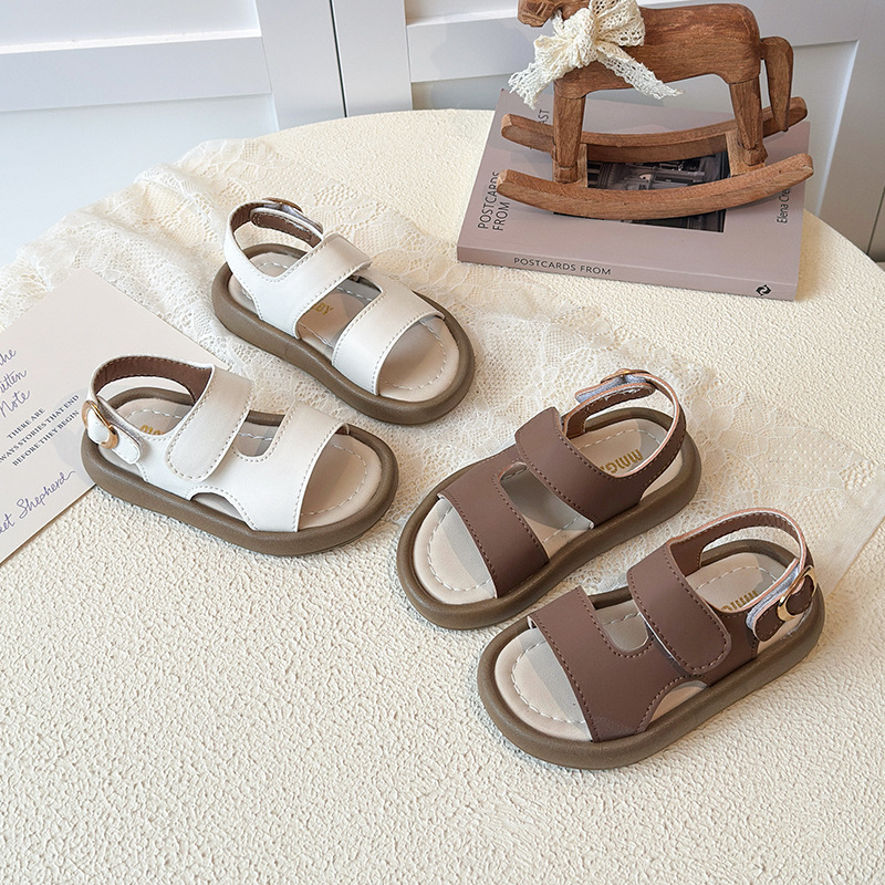 Golden Bear dječje sandale za djevojčice, otvoreni prst, plažne sandale s Velcro zatvaračem, PU gornji dio, gumeni potplat, ravna mekana potplat, ljeto 2026