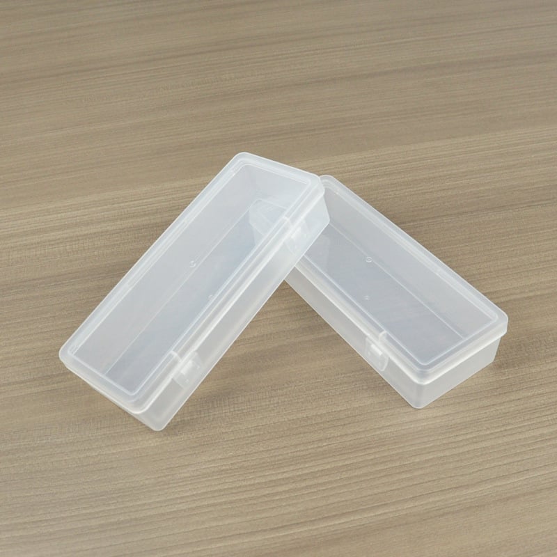 Prozirna pravokutna plastična kutija s preklopnim poklopcem za pohranu uredskih potrepština i sitnih dijelova