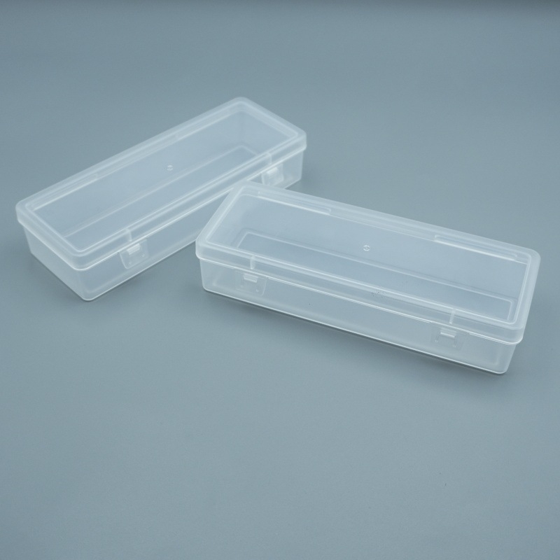 Prozirna pravokutna PP plastična kutija, 17,5 × 6,5 × 3,5 cm, za olovke, školski pribor, hardverske dijelove i alati za manikuru