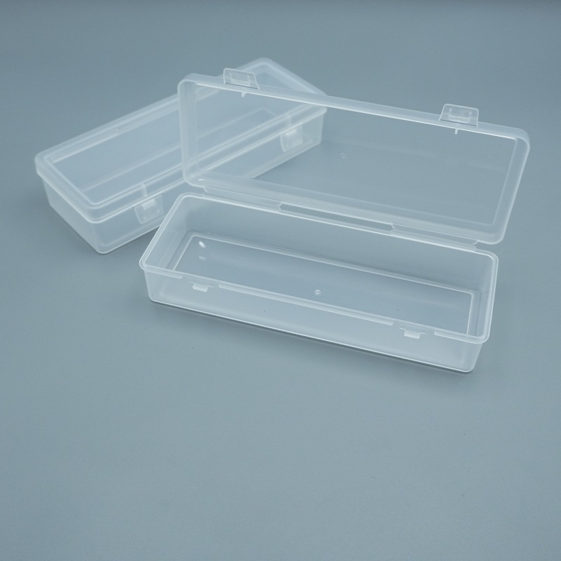 Prozirna pravokutna PP plastična kutija, 17,5 × 6,5 × 3,5 cm, za olovke, školski pribor, hardverske dijelove i alati za manikuru