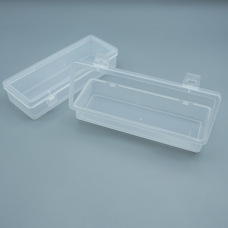 Prozirna pravokutna PP plastična kutija, 17,5 × 6,5 × 3,5 cm, za olovke, školski pribor, hardverske dijelove i alati za manikuru