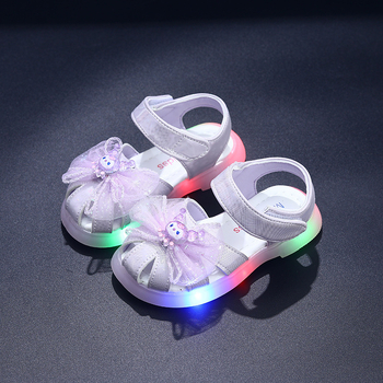 Dječje ljetne sandale s LED svjetlima, stil princeze, protuklizne i prozračne, Velcro zatvarač
