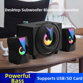 Drevený 2.1-kanálový multimediálny subwoofer Bluetooth USB aktívny reproduktor pre notebook/počítač so slotom na kartu