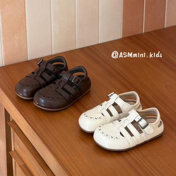 Dječje ljetne sandale u korejskom stilu 2026, polusandale s cvjetnim izrezom i zatvorenim prstima, Birkenstock-stil sandale, protuklizna potplat