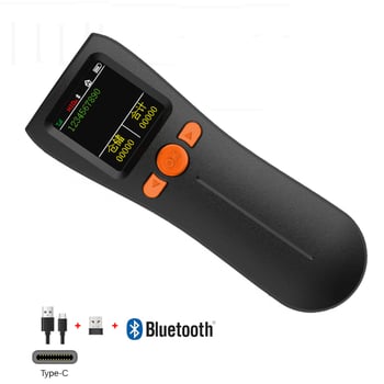 Φορητός μίνι σαρωτής Bluetooth για κωδικούς 1D/2D, με μεγάλη οθόνη και αποθήκευση