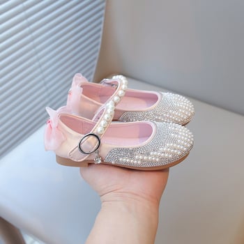 2026 Moderne cipele za princeze za djevojčice sa Velcro zatvaračem, sjajne biserne kožne cipele za bebe, kristalne cipele za princeze, udoban mekani potplat